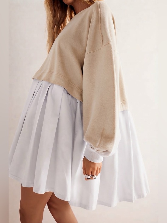 Free People Dresses & Skirts - Free People Hybrid Sweatshirt Dress Tank Beige M